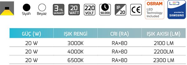 Goya Gy 8212-20 20 Watt Sarkıt Linear Armatür